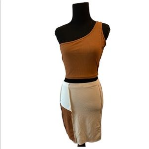 Two piece neutral color block set SZ. M SHEIN